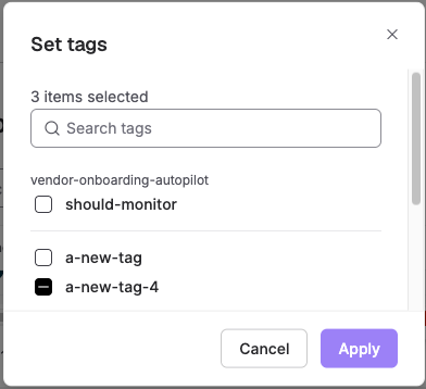 List of available tags and tag groups