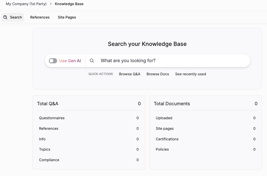 Knowledge Base in default state when accessing it for the first time